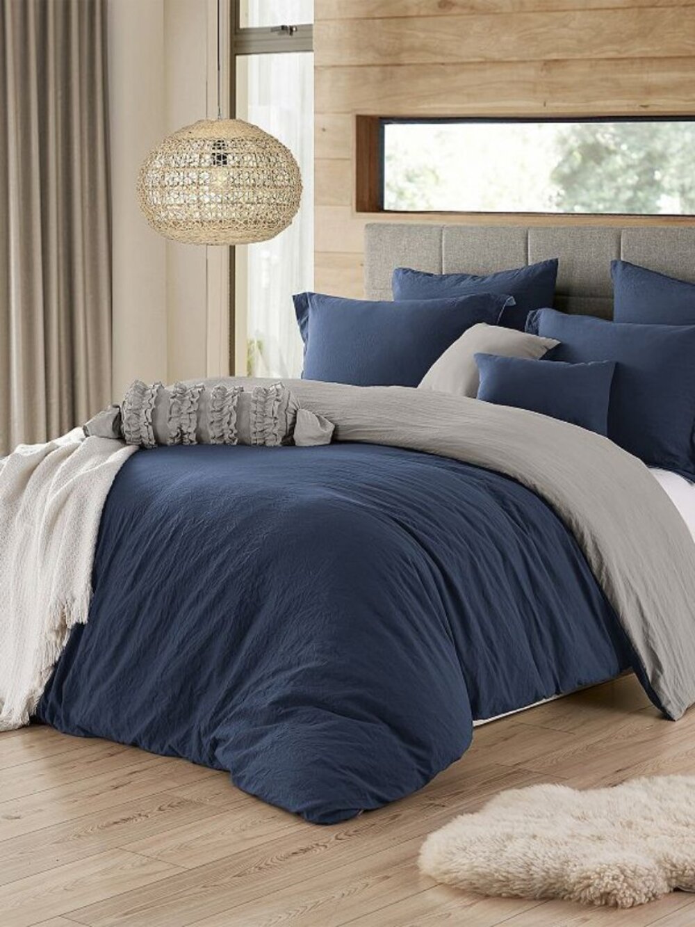 SWIFT HOME TWIN / TWIN XL DUVET COVER SET NAVY 2PC SET